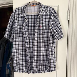 Fjallraven Navy and White Plaid Button Down Shirt